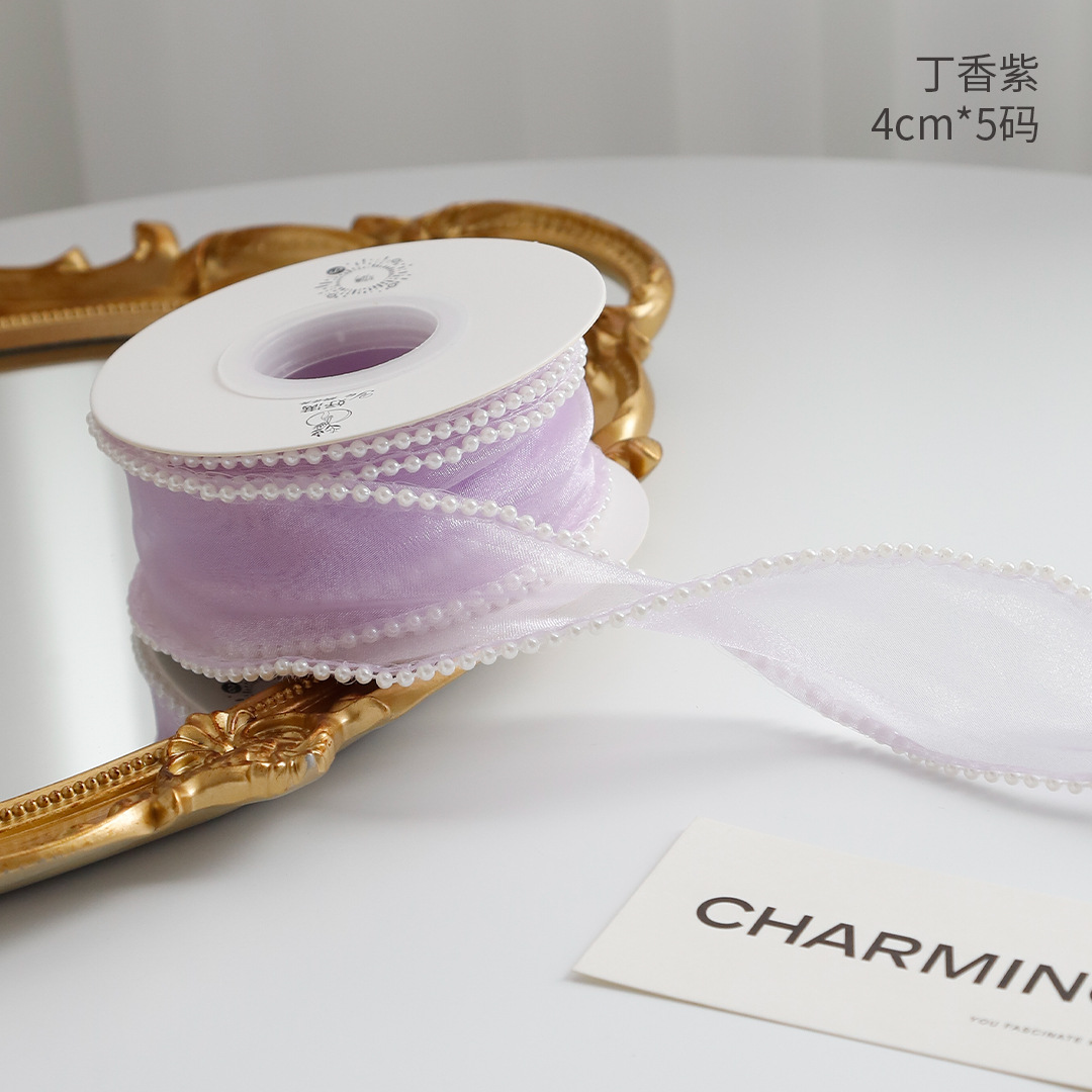 Ruy Băng Voan Viền Ngọc Trai ( Ruy Băng Hạt Cườm) Cao Cấp