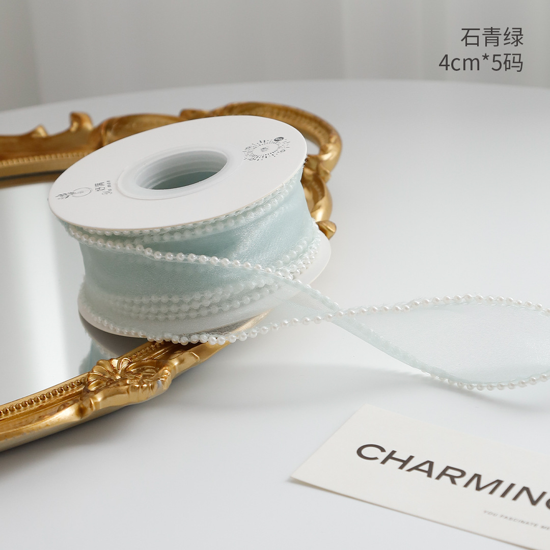 Ruy Băng Voan Viền Ngọc Trai ( Ruy Băng Hạt Cườm) Cao Cấp