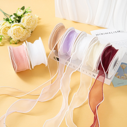 Ruy Băng Voan Viền Ngọc Trai ( Ruy Băng Hạt Cườm) Cao Cấp